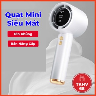 Quạt cầm tay M2 mini  5000mAh di động có thể sạc gió mạnh 100 tốc độ turbo phản lực màn hình hiển thị pin tặng dây đeo