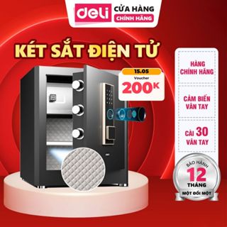 (VOUCHER 200K) Két Sắt Điện Tử Thông Minh Cỡ Lớn Deli An Toàn Chống Cháy Bảo Mật Vân Tay Khóa Số Khóa Cơ Cảnh Báo