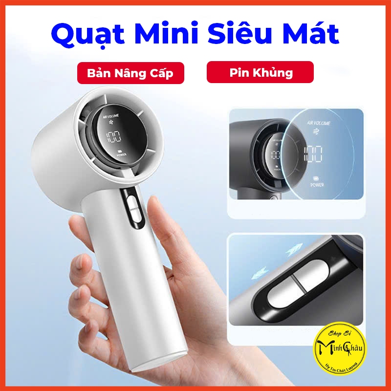 Quạt mini cầm tay N68 dung lượng pin 5000mAh di động có thể sạc gió mạnh 100 tốc độ turbo phản lực màn hình hiển thị pin | BigBuy360 - bigbuy360.vn