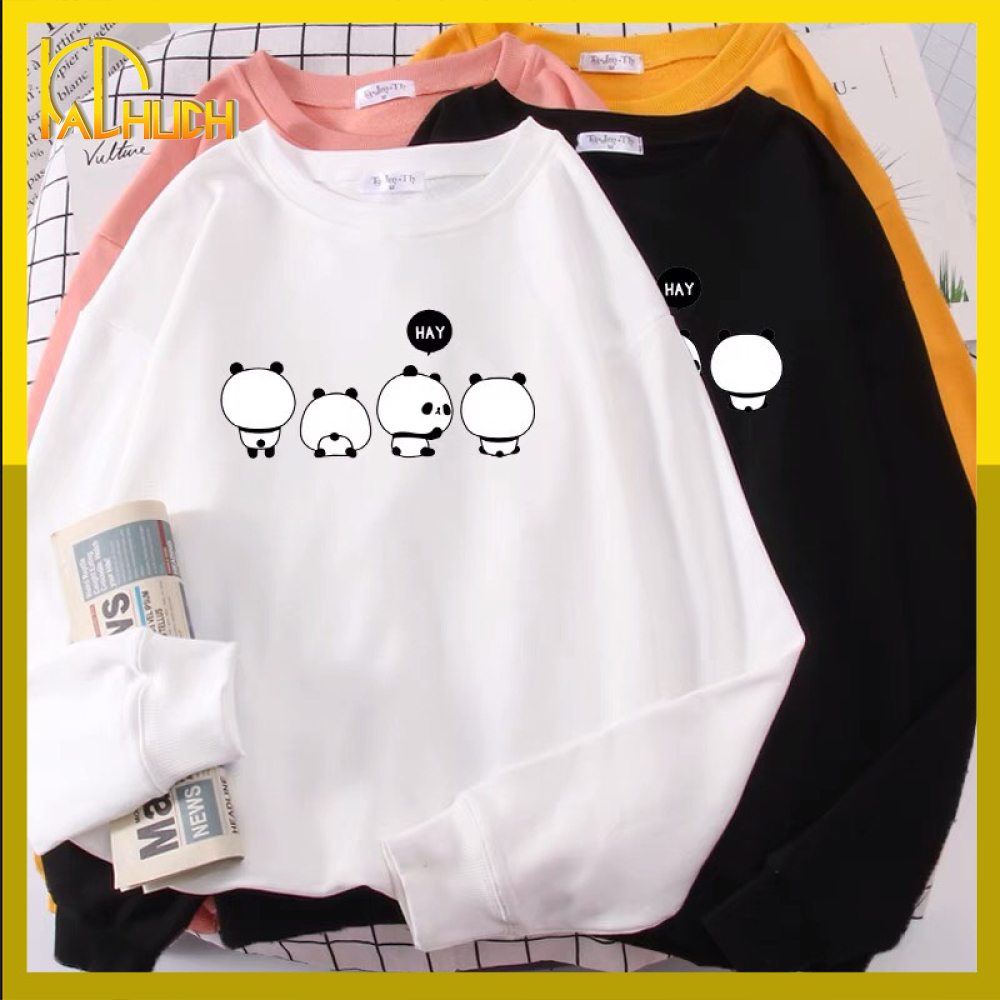 ÁO SWEATER IN 4 CON GẤU TRÚC (NHIỀU MÀU)