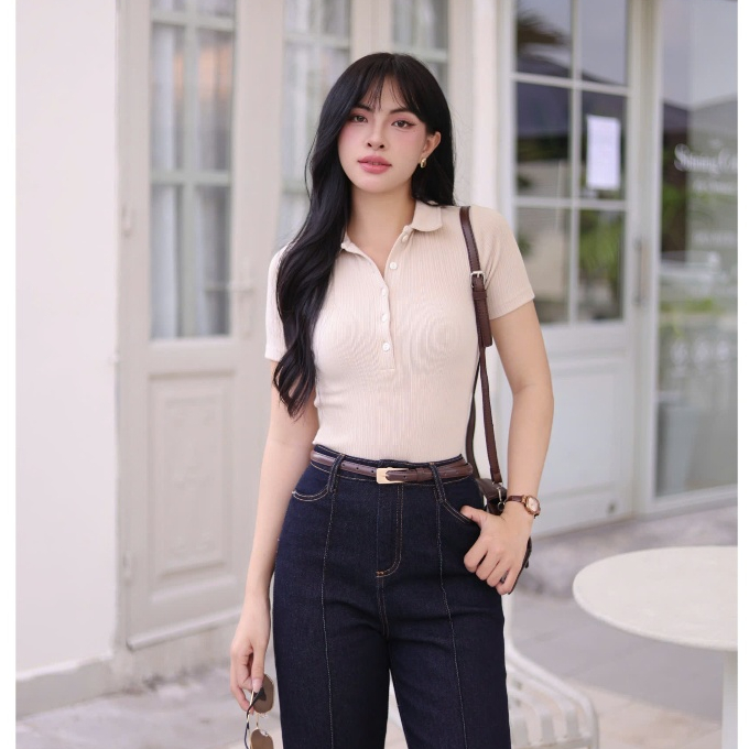 Kimie Polo - Áo polo nữ thun gân ly co giãn 4 thoải mái