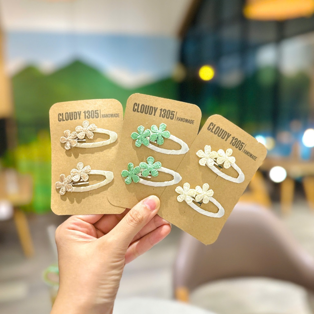 Set kẹp tóc hoa vintage cho bé made by Cloudy's mami