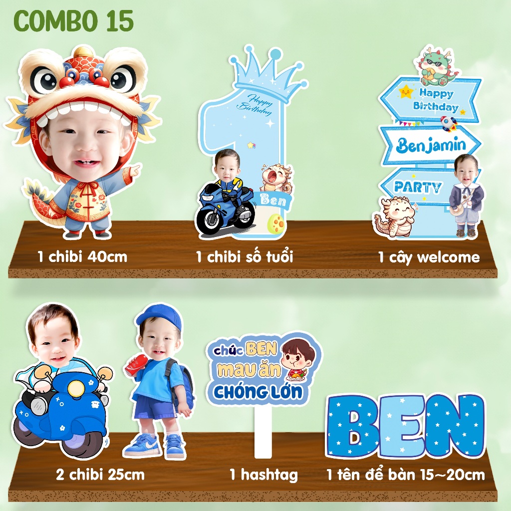 Combo Chibi sinh nhật cho bé trai