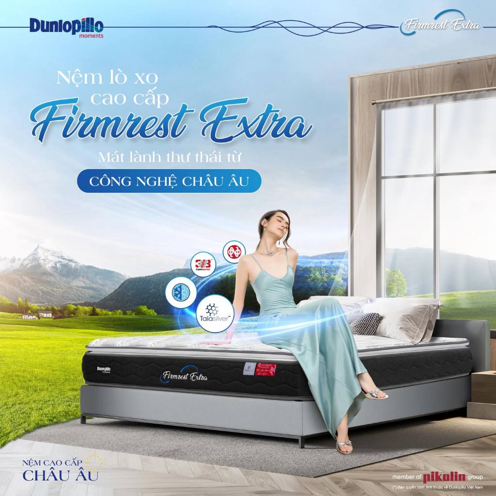 Nệm lò xo Dunlopillo Firmrest Extra 29cm, Công nghệ độc quyền của Pikolin Tây Ban Nha, Bảo Hành 10 N