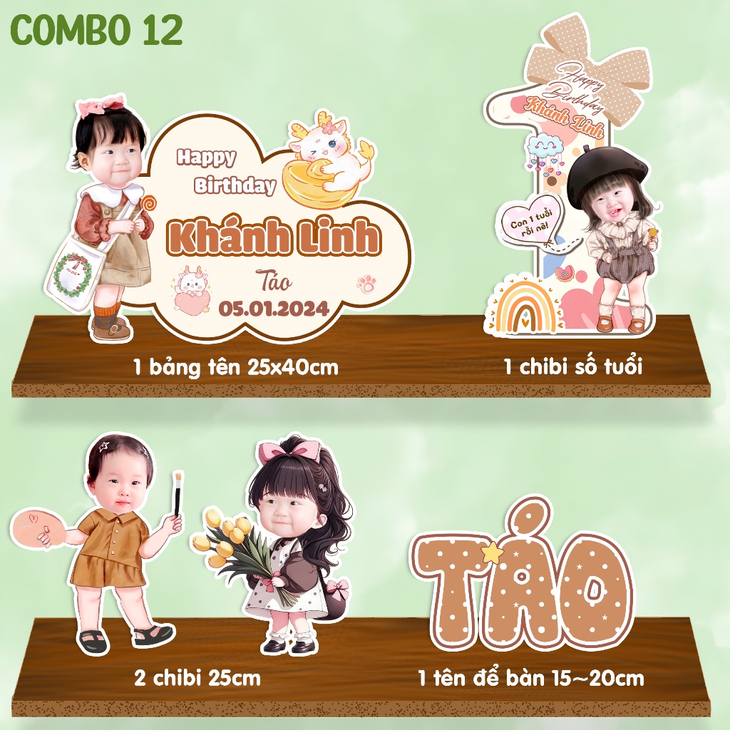Combo Chibi sinh nhật cho bé gái