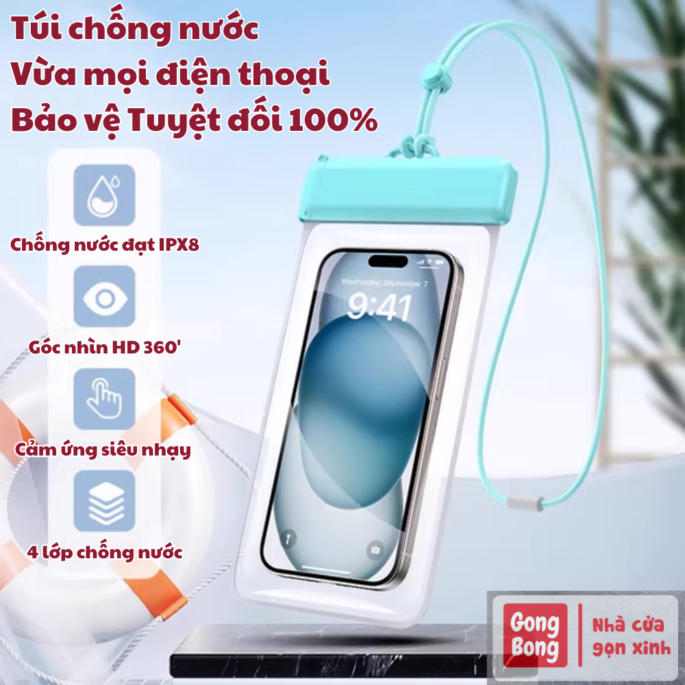 Túi chống nước điện thoại tiêu chuẩn IPX8 trong suốt đi bơi đi biển nhận diện FaceID cảm ứng nhạy bén