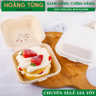 Combo 50 Hộp bã mía tự phân hủy, hộp bã mía đựng bánh kem bento cake