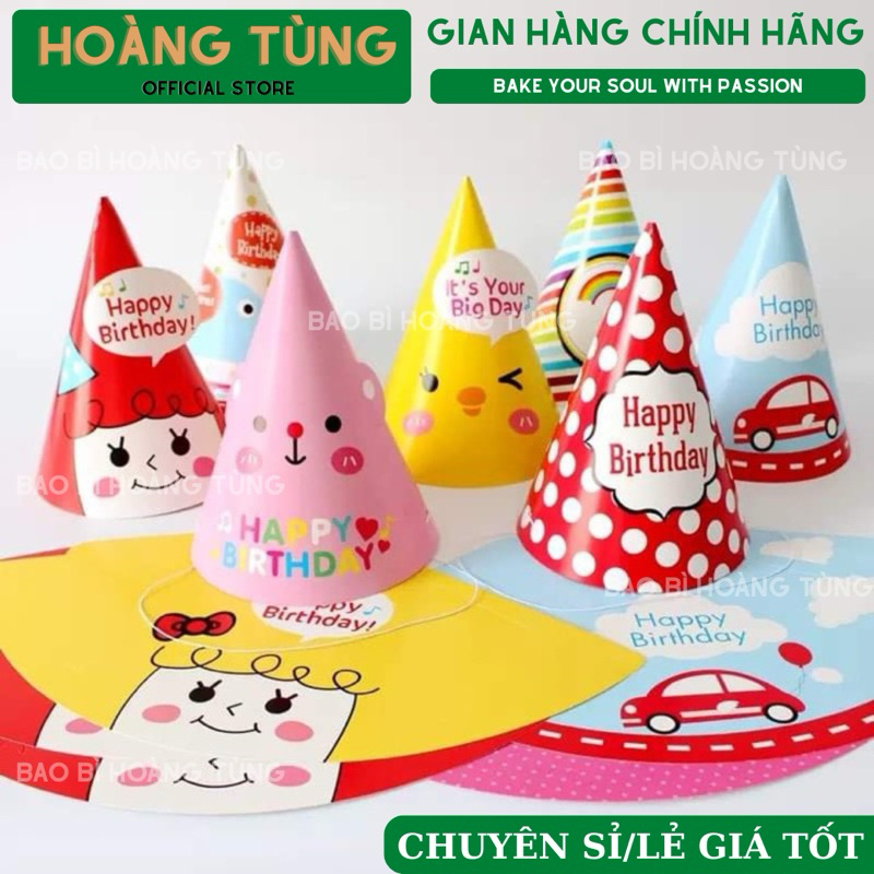 Combo 10 Mũ sinh nhật in hoạt hình ngộ nghĩnh