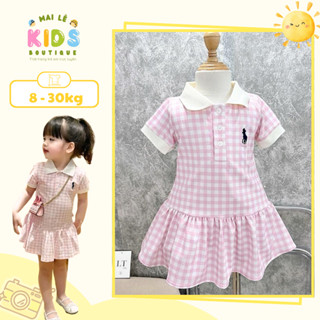 [A42] Váy bé gái mùa hè LÊ MAI KISS, váy tay ngắn dáng xòe họa tiết caro màu hồng dễ thương chất vải mát