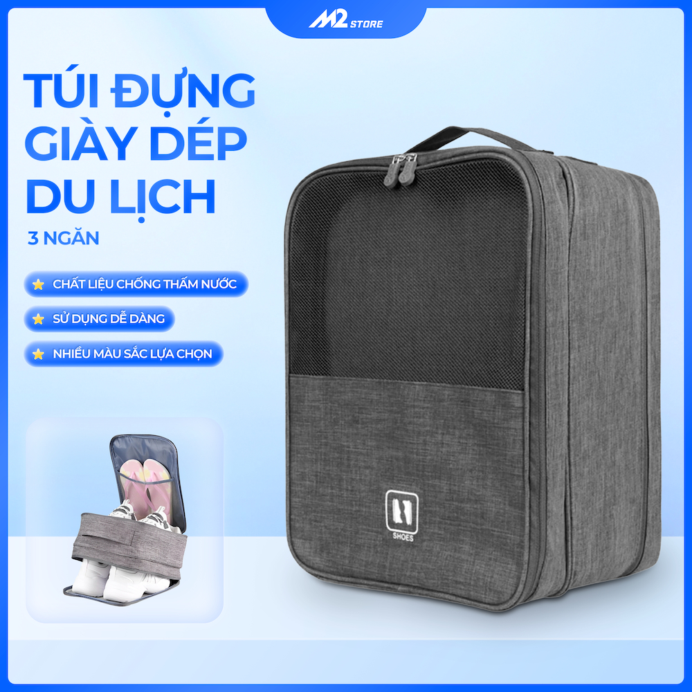 Túi Đựng Giày Dép Du Lịch 3 Ngăn Chống Thấm Nước XIMO, Túi Đựng Giày Dép Thể Thao Tiện Lợi TDG04