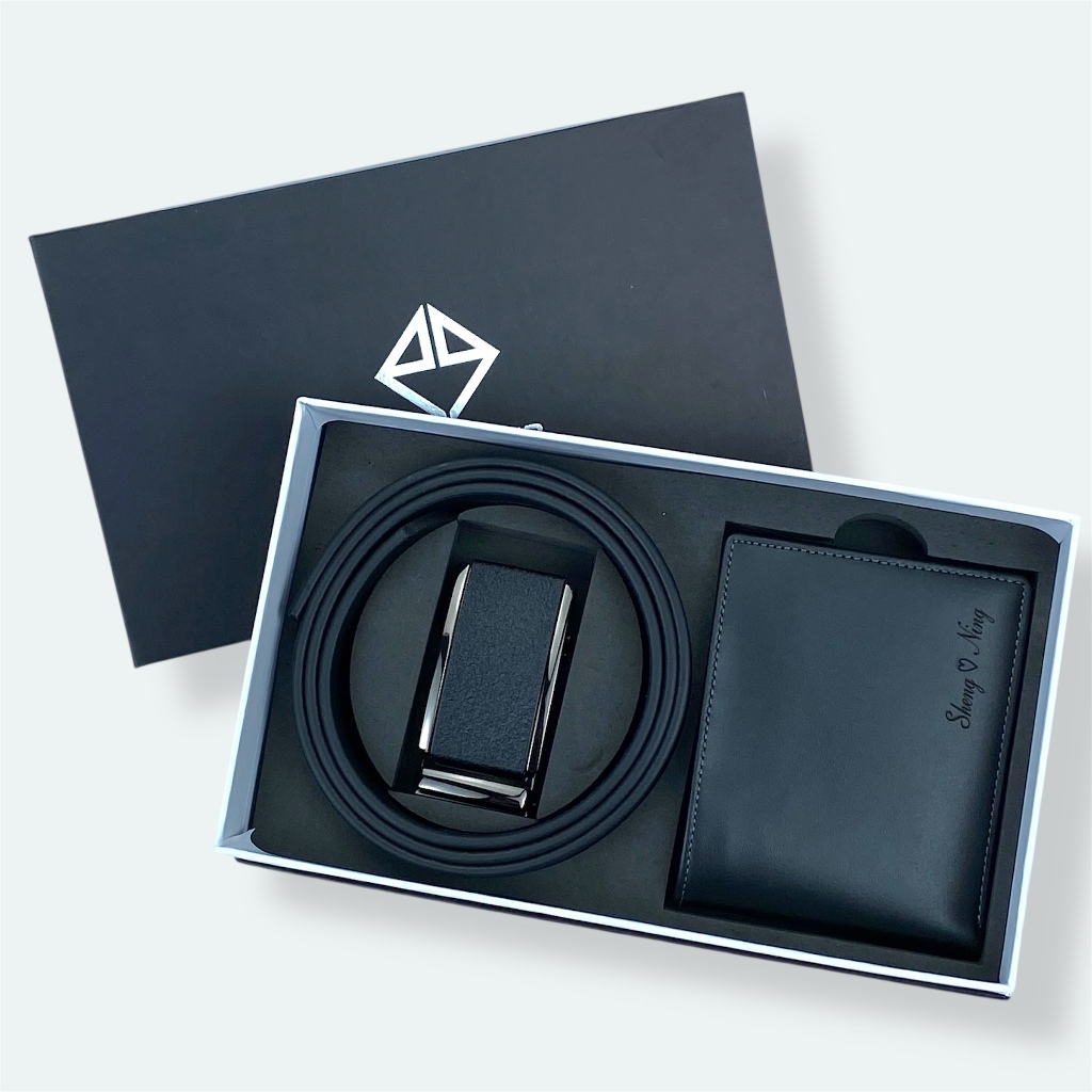 Set Ví Thắt Lưng Da Nam Fullbox Chính Hãng PQ Leather PCB1 Da Thật BH 12 Tháng