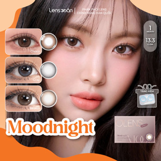 Kính áp tròng cận 1 tháng LENS XOẮN lens nâu tự nhiên tròn mắt cấp ẩm cao hàn quốc OLENS MOODNIGHT