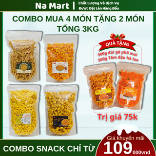 [Mua 4 tặng 2] Combo 6 Món 3kg Snack - Xương Chó, Nui Chiên, Đùi Gà, Tăm Đậu, cá, Ngó sen - Gói 500g
