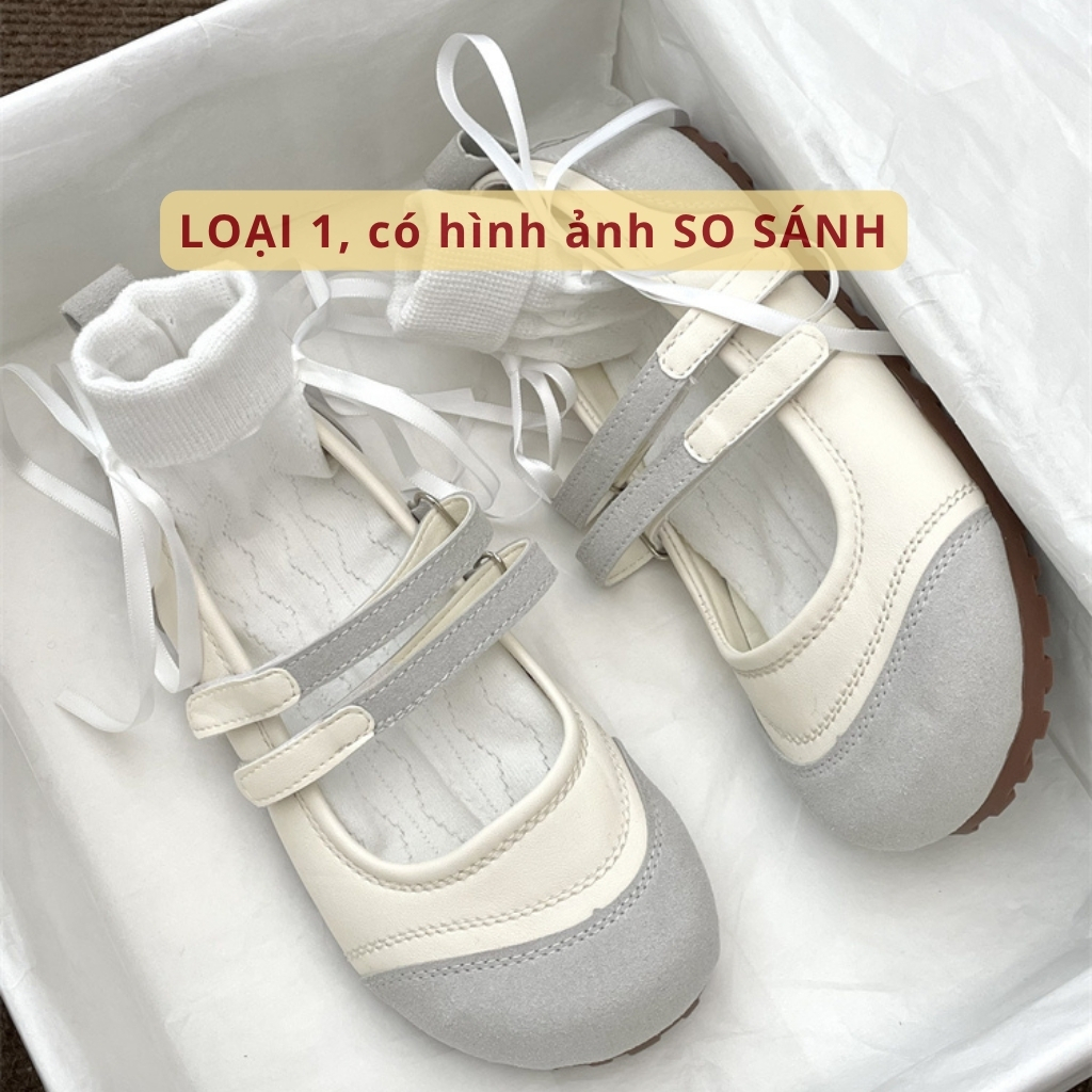 Giày sandal KICHI đế lười hai quai thiết kế basic quai dán tiện lợi trắng xám phối da hai quai mảnh  𝗔𝟲𝟯