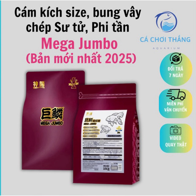 Cám chép sư tử, phi tần Mega Jumbo (Hạt nổi)- Hỗ trợ tăng body và vây dài đẹp, cung cấp dinh dưỡng toàn diện cho cá