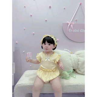 [Hàng Loại 1] Bộ Thun Bèo Tặng Kèm Turban Siêu Dễ Thương Cho Bé Gái - Bộ Thun Cộc Tay Thun Xuất Hàn Cho Bé Gái