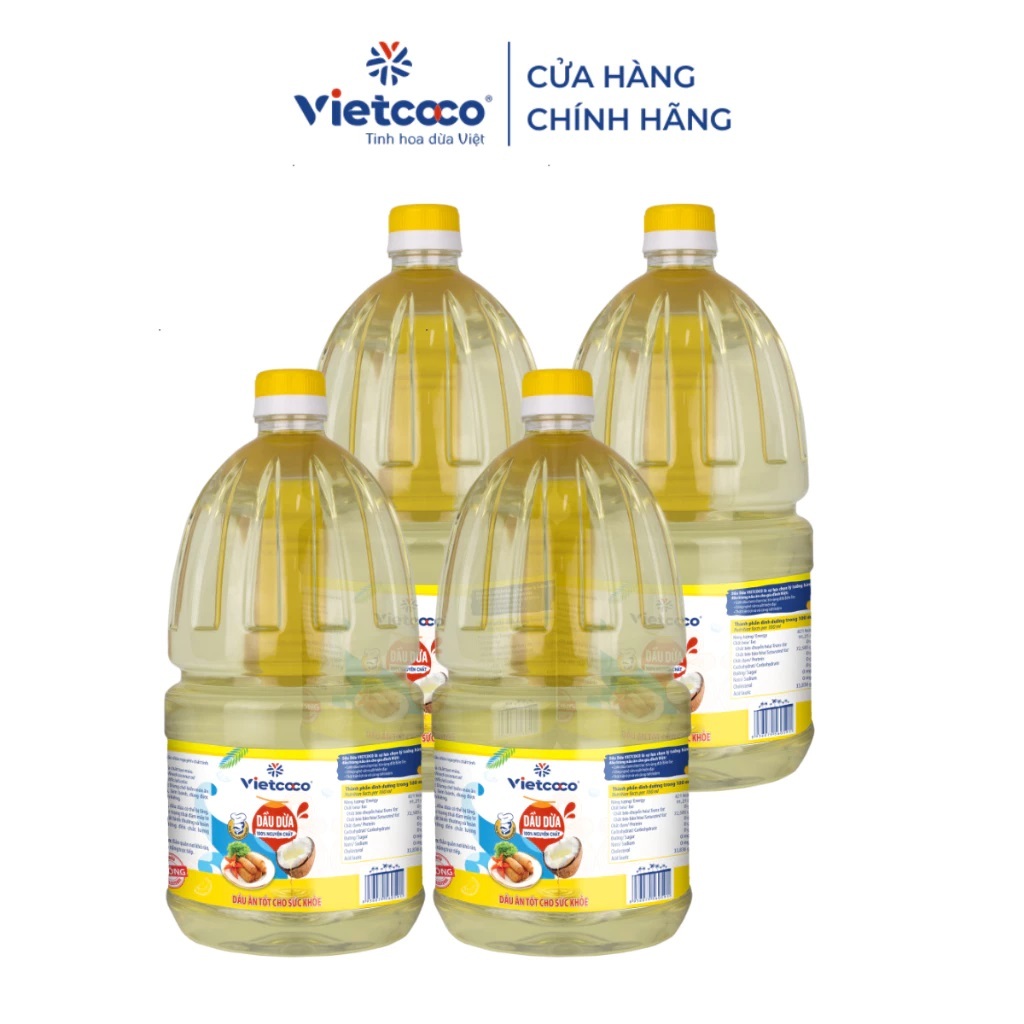 COMBO TIẾT KIỆM - 4 CAN 2 LÍT DẦU ĂN VIETCOCO - Dầu dừa Vietcoco Cooking oil - Nhà hữu cơ