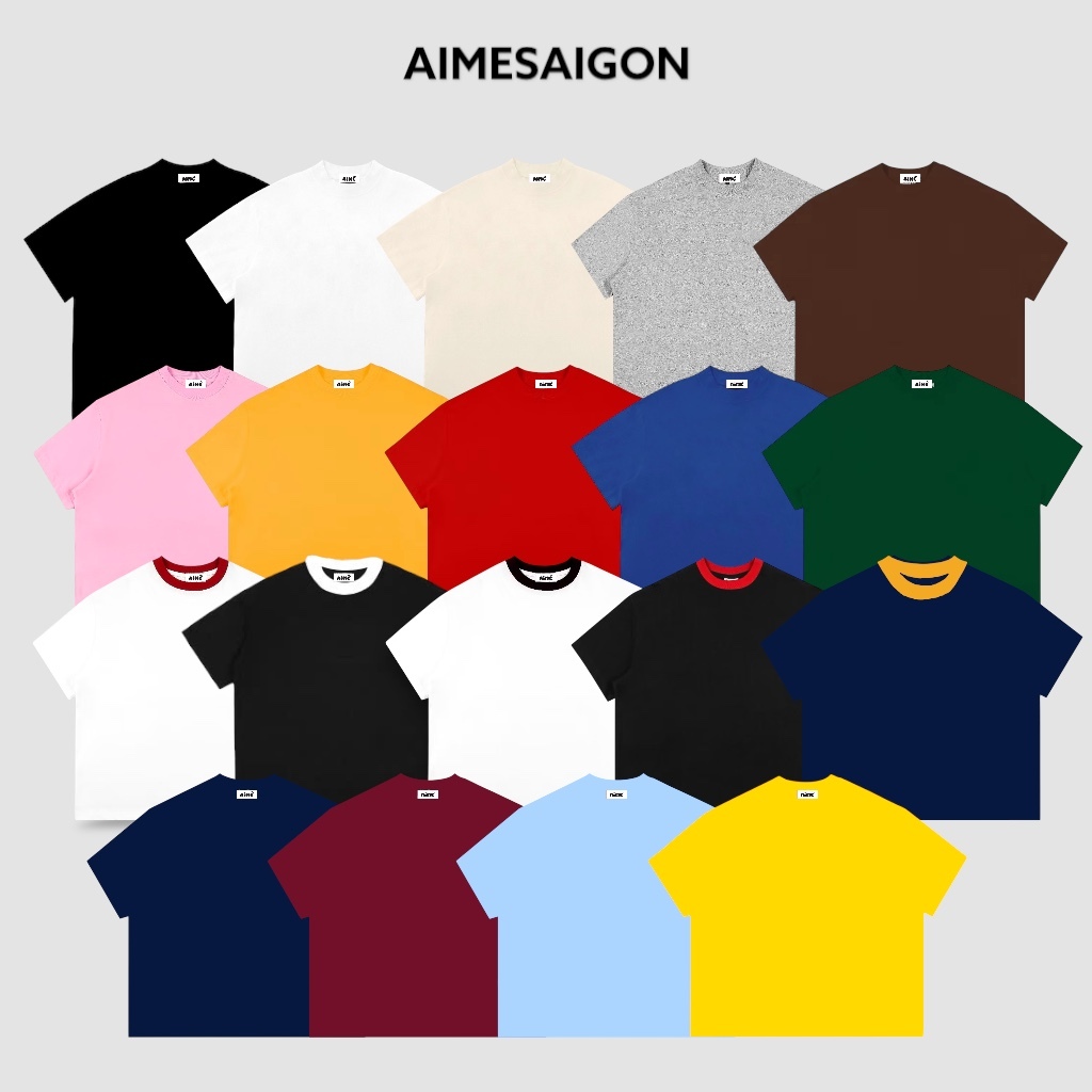 Áo Thun Trơn Boxy Local Brand AIMÉ Basic Cotton Form Rộng Cổ Tròn Unisex Nam Nữ | BigBuy360 - bigbuy360.vn