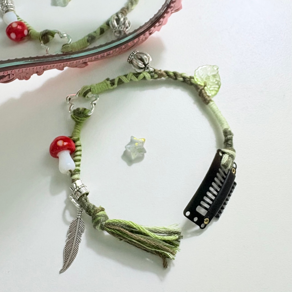 Hairwrap tone xanh lá đậm, hairclip, kẹp phụ kiện trang trí tóc
