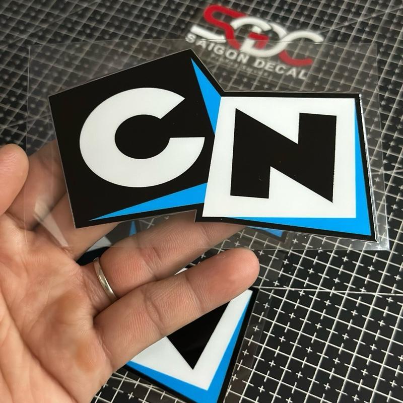 Tem Sticker DTF CN - Cartoon Network Màu Xanh Đen Trắng |SGDC - 1 Cái|