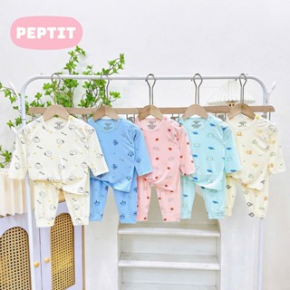 [A171 Mềm, Mát] Bộ  Dài Tay Thun Lạnh  Chất Vải PETIT Cúc Vai Nền Mầu Họa Tiết Loại Đẹp Cho Bé Trai Bé Gái