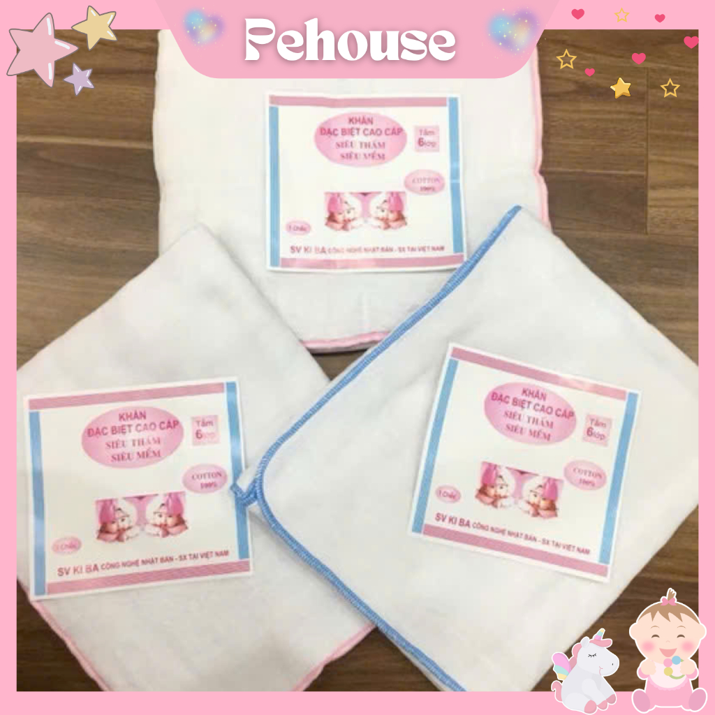 Khăn tắm KiBa cho bé, khăn tắm xô mềm siêu thấm hút cho bé (4 lớp/6lớp)