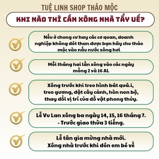 3 gói lớn thảo mộc xông nhà tẩy uế, xả phong long, xả xui Tuệ Linh (tặng than đốt và khay xông)