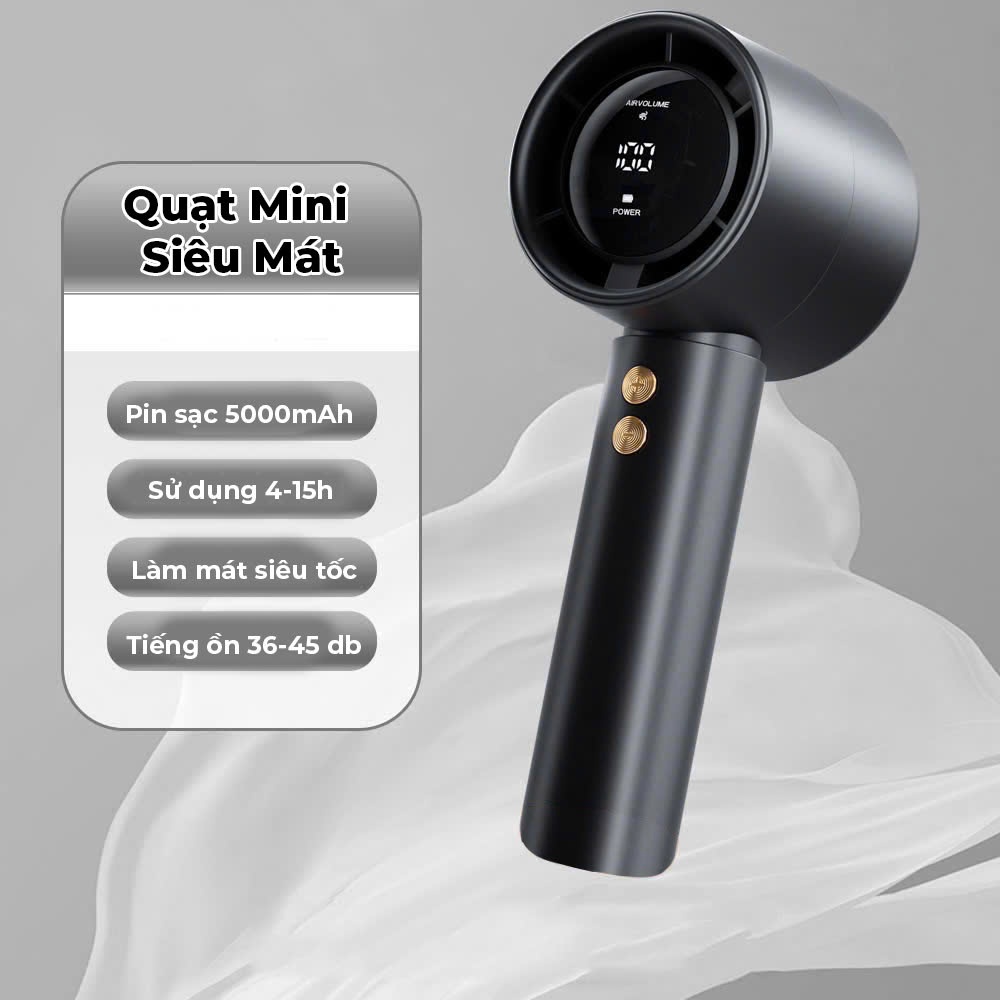 Quạt mini 5000mAh M2 di động cầm tay có thể sạc gió mạnh 100 tốc độ turbo phản lực màn hình hiển thị pin | BigBuy360 - bigbuy360.vn