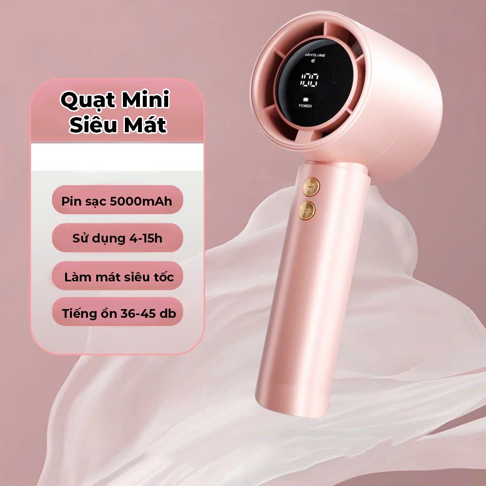Quạt mini 5000mAh M2 di động cầm tay có thể sạc gió mạnh 100 tốc độ turbo phản lực màn hình hiển thị pin | BigBuy360 - bigbuy360.vn