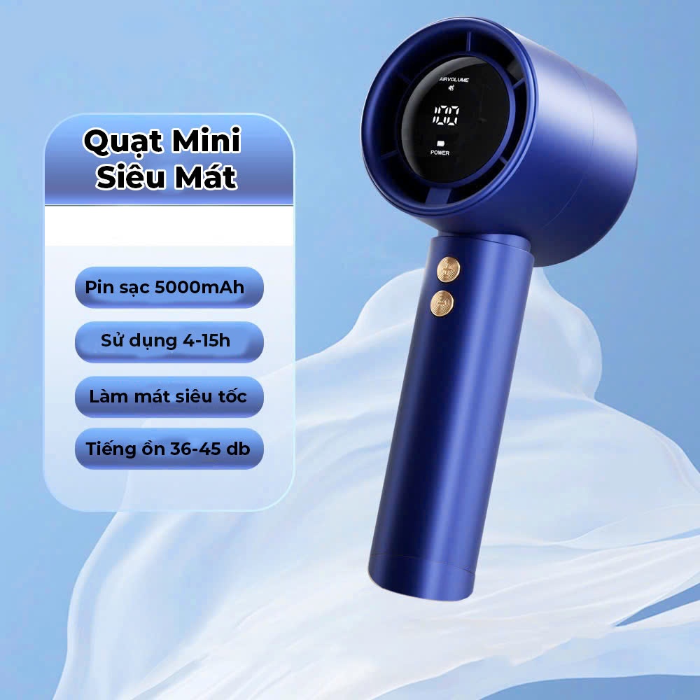 Quạt mini 5000mAh M2 di động cầm tay có thể sạc gió mạnh 100 tốc độ turbo phản lực màn hình hiển thị pin | BigBuy360 - bigbuy360.vn