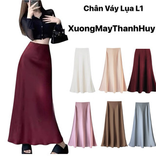  Chân Váy Lụa Dáng A Dài Chất Liệu Lụa Vân Mềm Mịn,Chân Váy Midi Lụa A Dáng Dài- CV lụa 489 