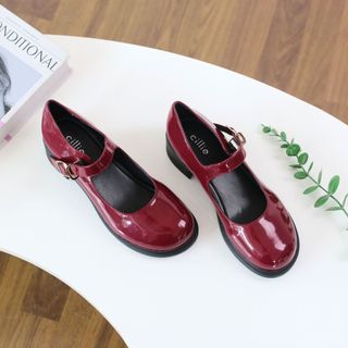  Giày Mary Jane Nữ Mũi Tròn Cillie Gót Vuông Cao 5p Chống Trơn Da PU Mềm Không Đau Chân CG16 