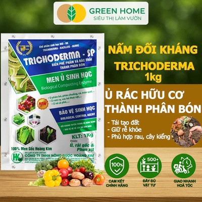 Nấm Đối Kháng Trichoderma, GreenHome, Bao 1kg, Ủ Phân Hữu Cơ, Ủ Rác, Khử Mùi, Cải Tạo Đất