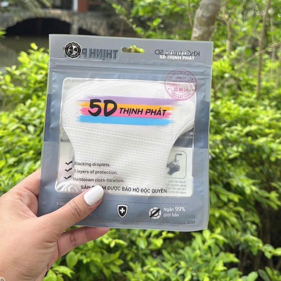 Khẩu Trang 5D Thịnh Phát Màu Trắng Đen,Chống Nắng,Chống Bụi,Chống Tia UV,Hàng Chính Hãng Công Ty