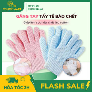 1 Chiếc Găng Tay Tẩy Tế Bào Chết Kỳ Sạch Ghét Bath Gloves Làm Sạch Massage Cơ Thể Mịn Da Hồng Và Xanh Chất Liệu Cotton