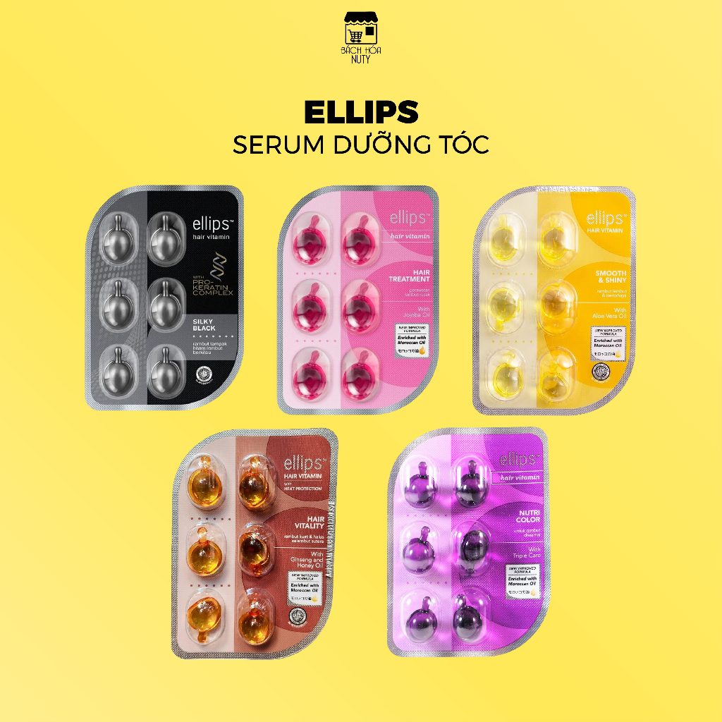  Serum Dưỡng Tóc Ellips Hair Vitamin Giúp Tóc Chắc Khỏe Óng Mượt Phục Hồi Hư Tổn  6 viên 8 viên vỉ  