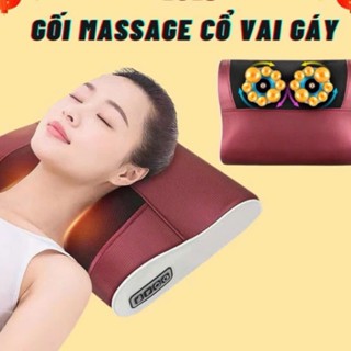 Gối Massage Cổ Vai Gáy, Máy Massage Hồng Ngoại 20 Bi Cao Cấp Hỗ Trợ Mát Xa Toàn Thân Hiệu Quả