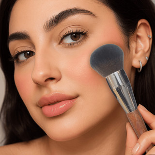 Cọ Phủ Phấn Makeup Cán Gổ Tự Nhiên Lông Sợi Tổng Hợp Cao Cấp Màu Đen