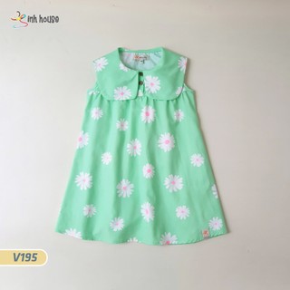  V044 Váy trẻ em Cotton Xinh House Cổ Thủy Thủ Màu Hồng Dâu Cho Bé Gái  1 - 11 Tuổi  