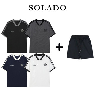 Bộ Quần Áo Thun Nam SOLADO Cổ V Thoáng Mát, Quần Kaki Co Giãn Năng Động AT09-QS03