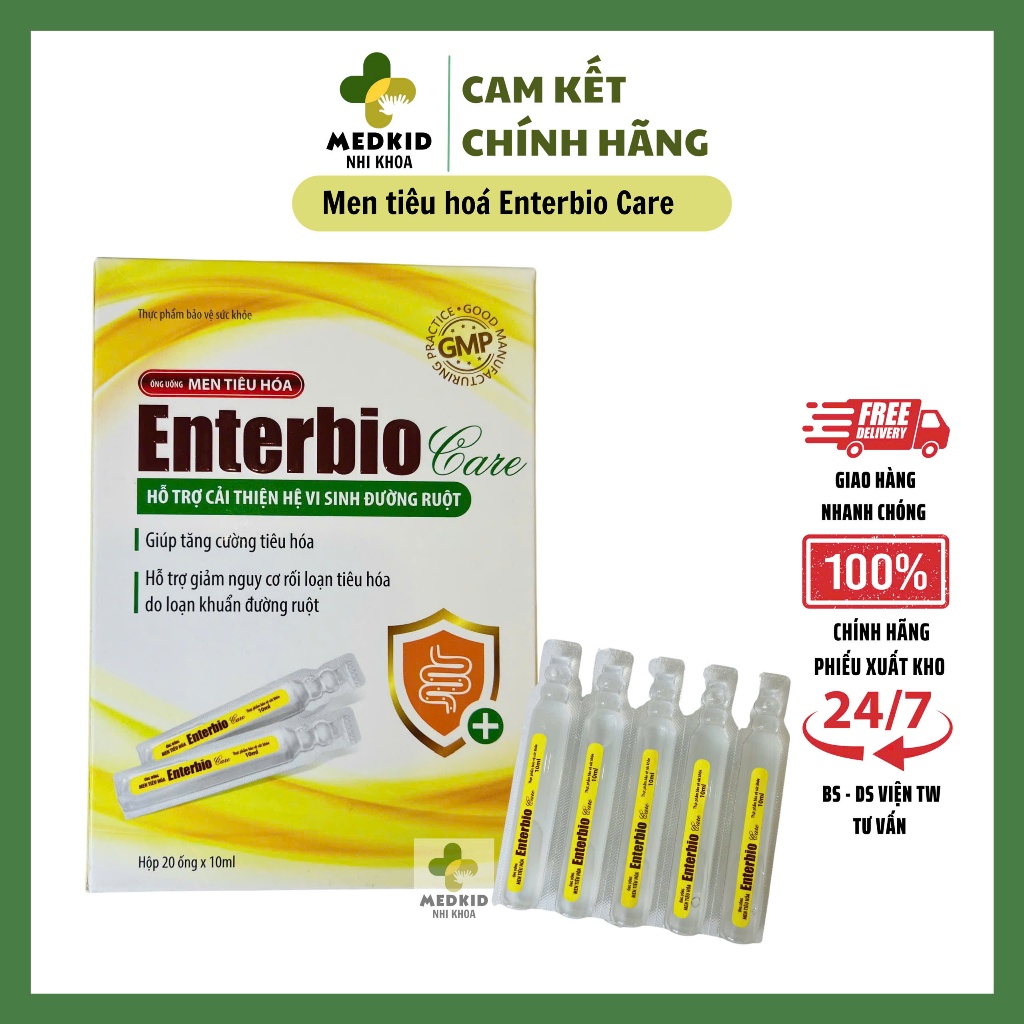 Men tiêu hoá Enterbio care - Bổ sung lợi khuẩn, tăng cường tiêu hóa cho bé (Hộp 20 ống 10ml)