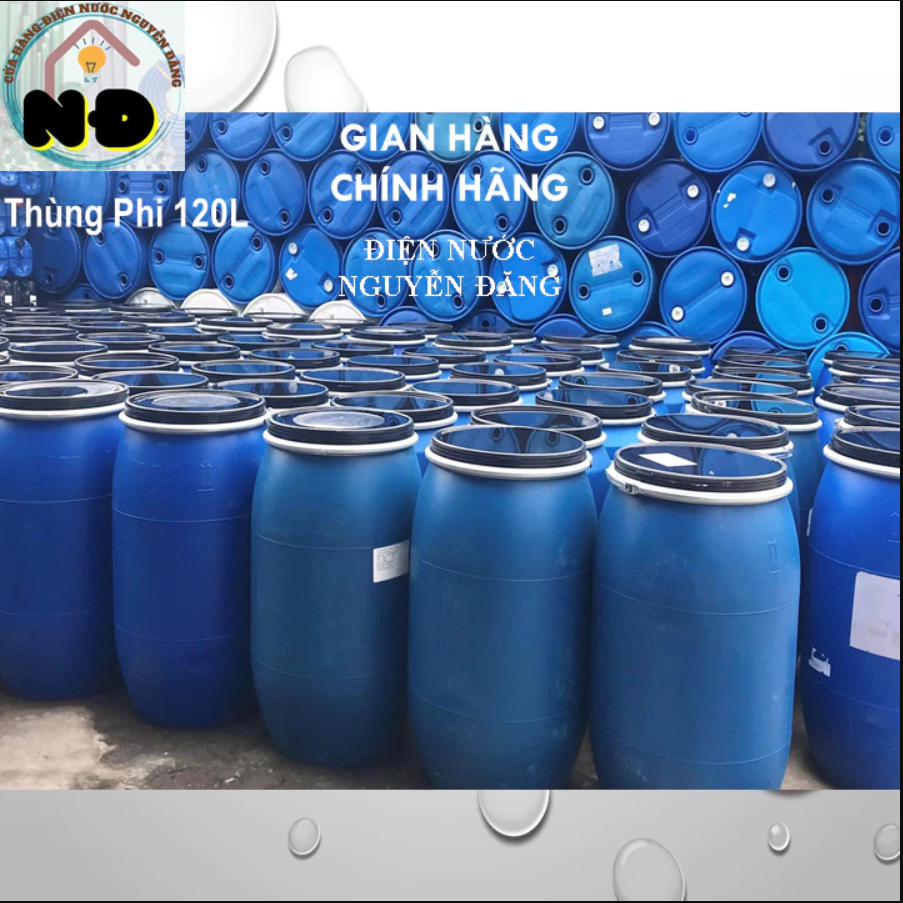 (Hoả Tốc) Thùng phuy nhựa xanh 120l, thùng phi nhựa đựng nước 120l,đựng hoá chất 120l (mới 90%)