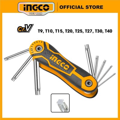 Bộ 8 chìa lục giác bông INGCO HHK14083 T9, T10, T15, T20, T25, T27, T30, T40