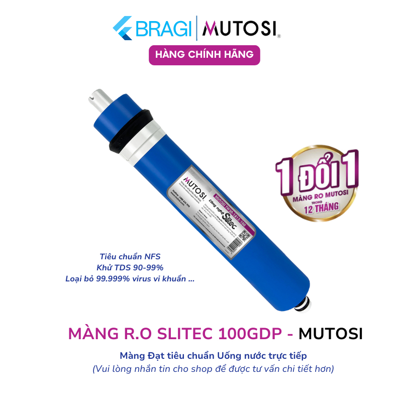 Màng lọc RO Mutosi, Lõi số 4 Mutosi SLITEC 50GPD, 75GPD, 100GPD, Quả lọc nước số 4 RO