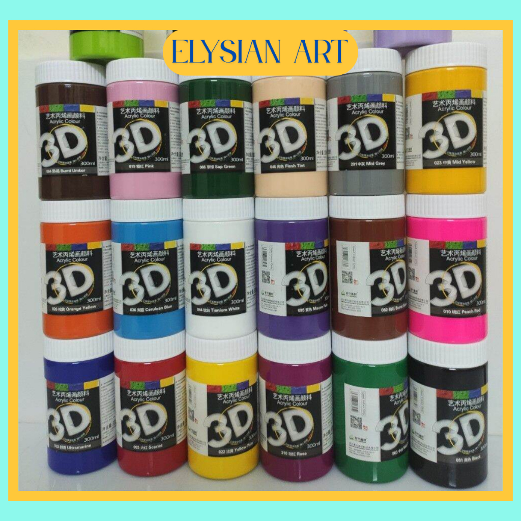 Màu Acrylic 3D 300ml – Vẽ Trên Mọi Chất Liệu, Tường, Vải, Tranh DIY, Màu Tươi Tắn, Bám Dính