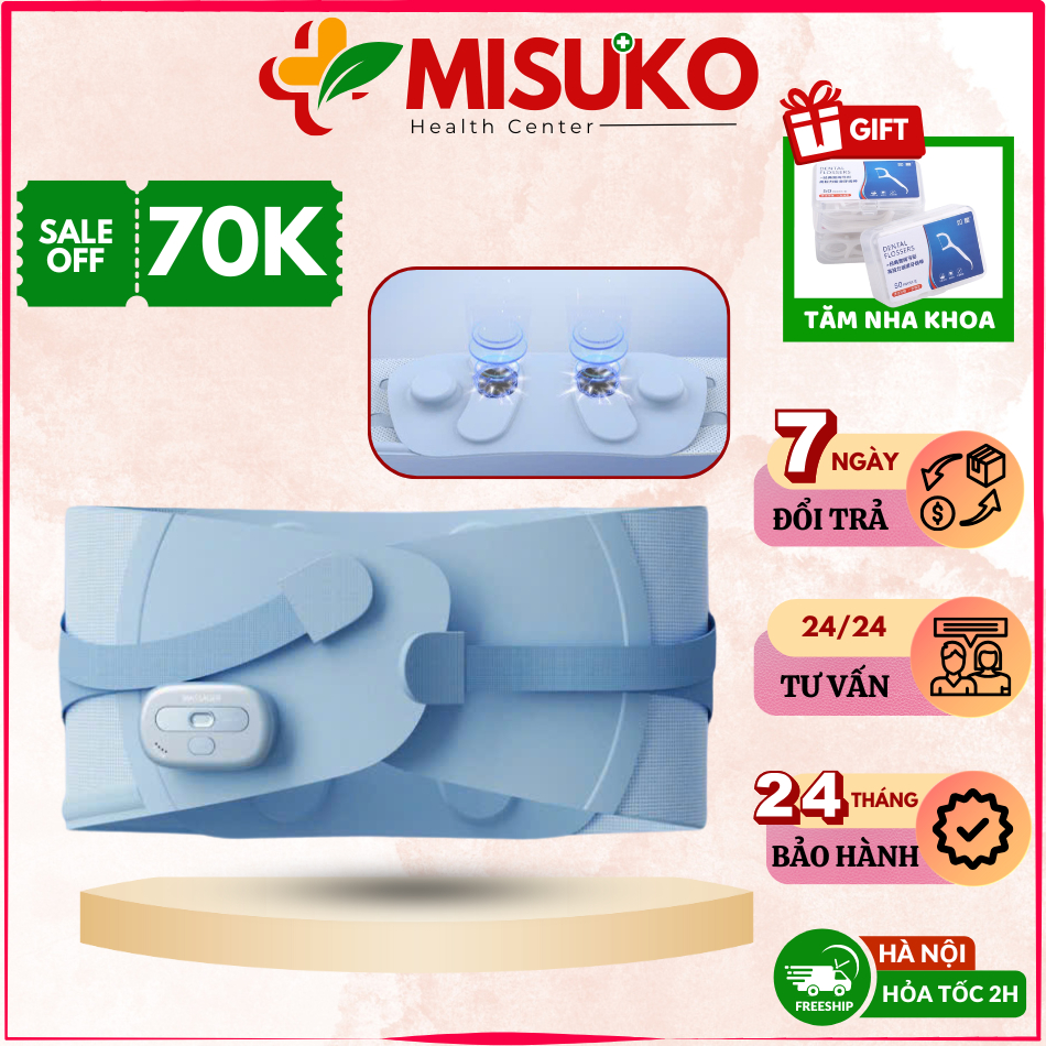 Đai massage định hình giảm mỡ bụng lưng MISUKO Fitness 1106 - 3 chế độ rung, 15 cường độ EMS, 3 mức 