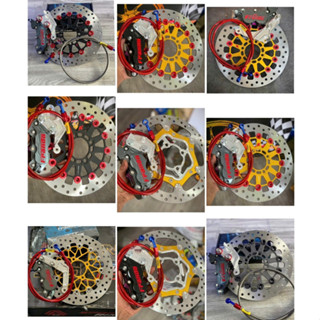 [ Bộ Combo 4 món ] Heo Frando 4pis + Đĩa gắn mâm 4 lỗ size đĩa 260/267mm + dây dầu Morin + pát CNC