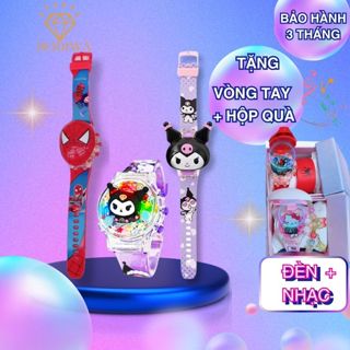 Đồng hồ đeo tay HODIWA có nhạc,đèn kuromi,kitty,siêu nhân người nhện cho trẻ em-M3