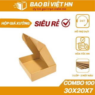  30x20x7 Combo 100 Hộp carton nắp gài hộp giấy nắp cài đóng gói phụ kiện quần áo giá rẻ - Bao Bì Việt HN 