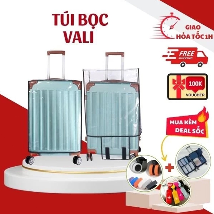 {FREESHIP} Áo Bọc trùm Vali vải nhựa 18 - 20 - 24 -28 inch cao cấp siêu dày chống nước chống trầy bảo vệ vali